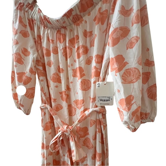 NWT A.N.A (ana) Coral Floral Print Off-Shoulder, adjustable belt Dress, large - Picture 2 of 12